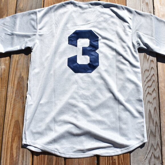 New! Babe Ruth New York Yankees Gray Short Sleeve Baseball Jersey Adult Men's - Picture 1 of 2